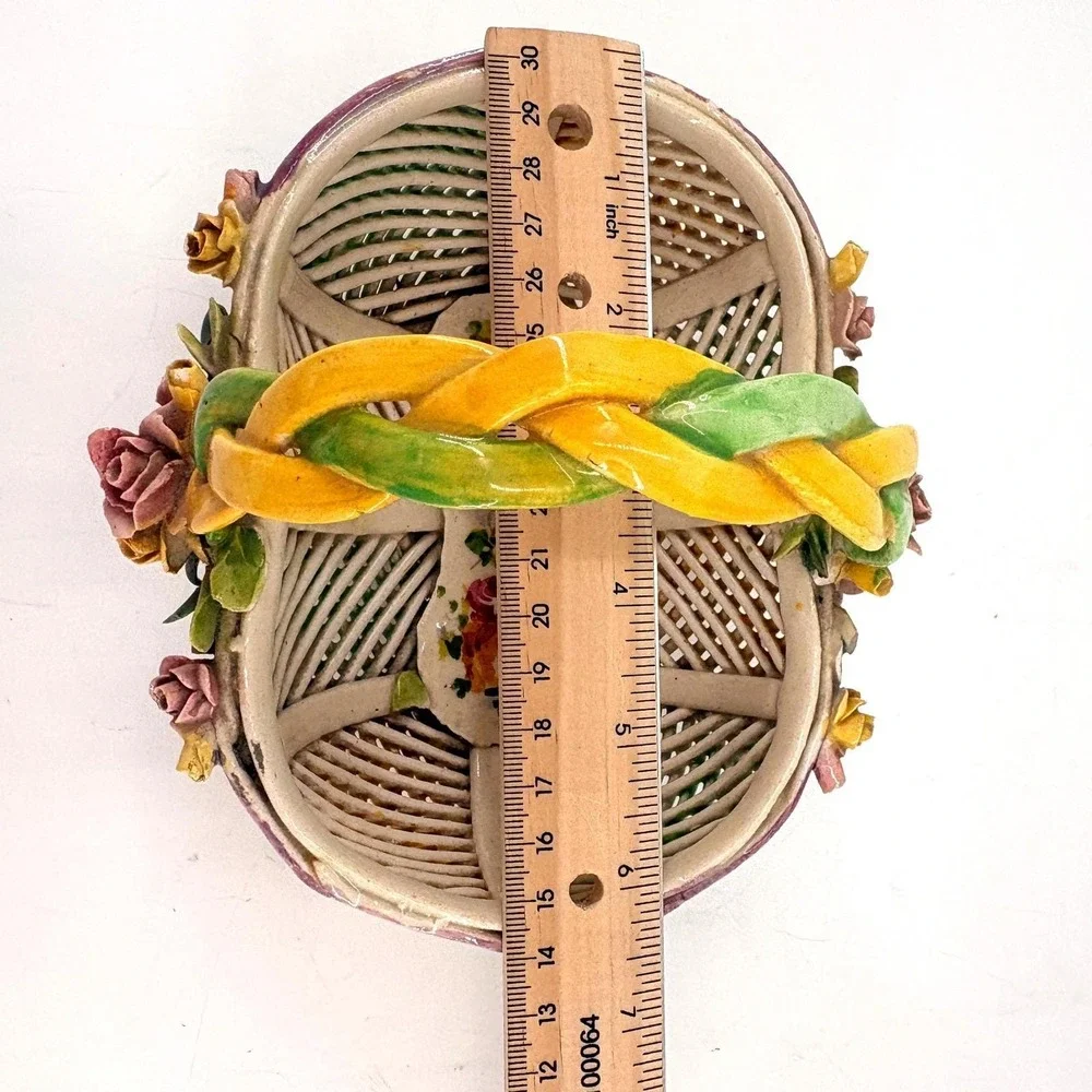 Vintage Floral Porcelain Basket Cottagecore Shabby‎ Chic Easter Centerpiece